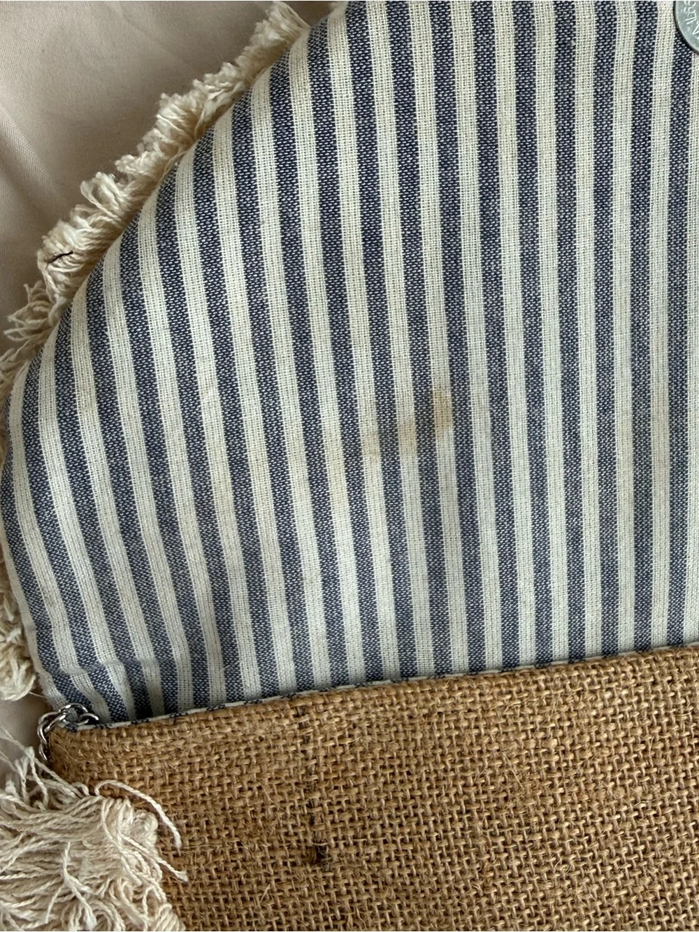 Lulu's Beige Beaded Fringe Clutch